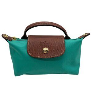 Longchamp Turquoise Nylon Le Pliage Mini Pouch
